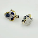 Aros de Zafiro Azul y cubic zirconia - Aros
