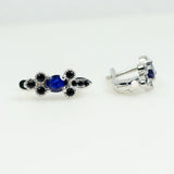 Aros de Zafiro azul y espinela negra en plata 925 rodinada - Aros