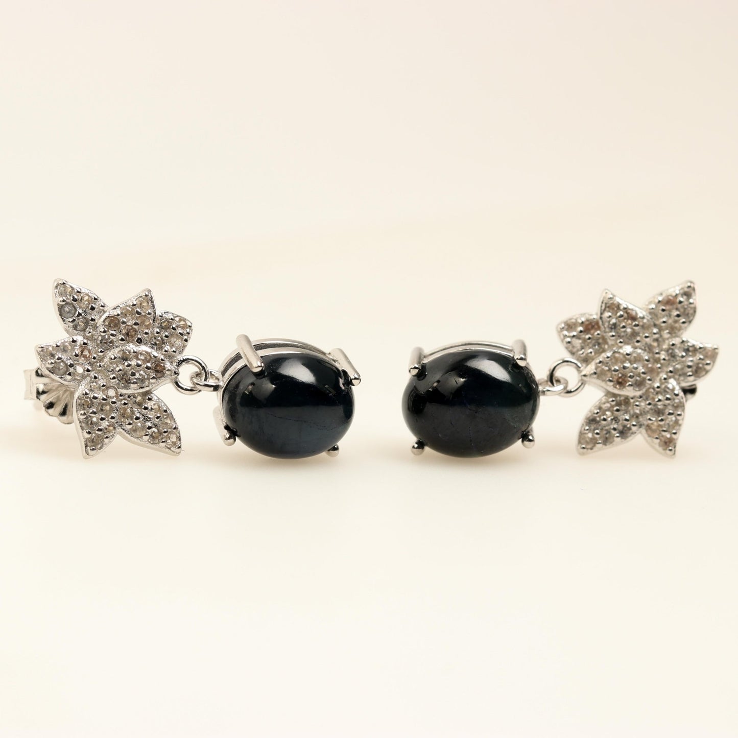 Aros de Zafiro estrella y cubic zirconia - Aros