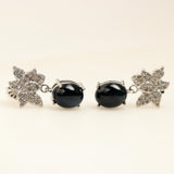 Aros de Zafiro estrella y cubic zirconia - Aros