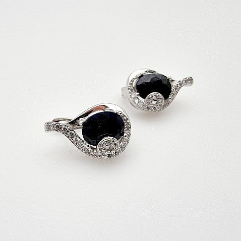 Aros de Zafiro y Zirconia cúbica - Aros