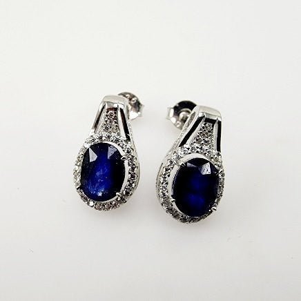 Aros de Zafiro y Zirconia Cúbica - Aros