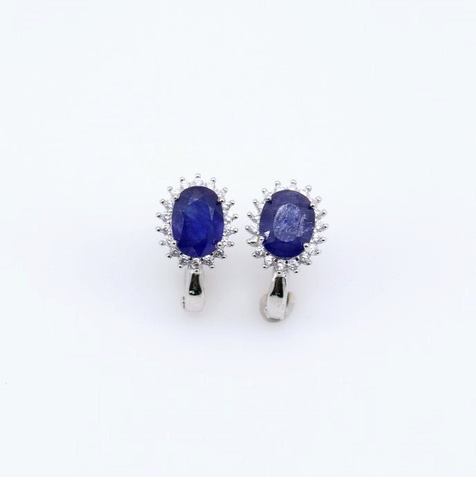 Aros de Zafiro y Zirconia cúbica - Aros