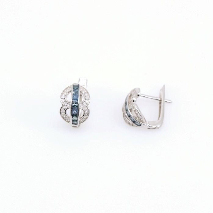 Aros de Zafiro y Zirconia cúbica - Aros