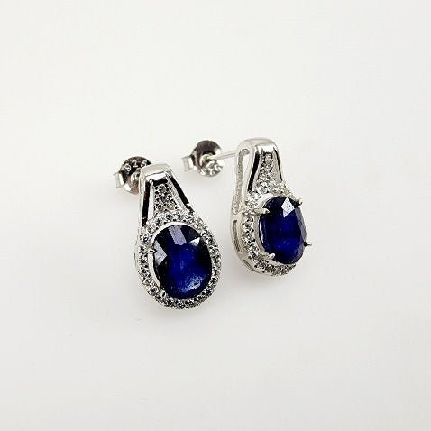Aros de Zafiro y Zirconia Cúbica - Aros