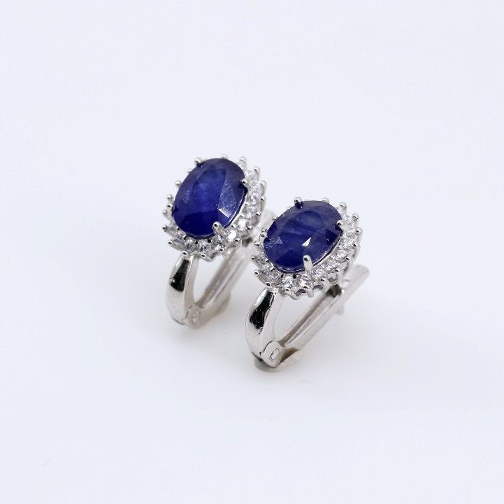 Aros de Zafiro y Zirconia cúbica - Aros