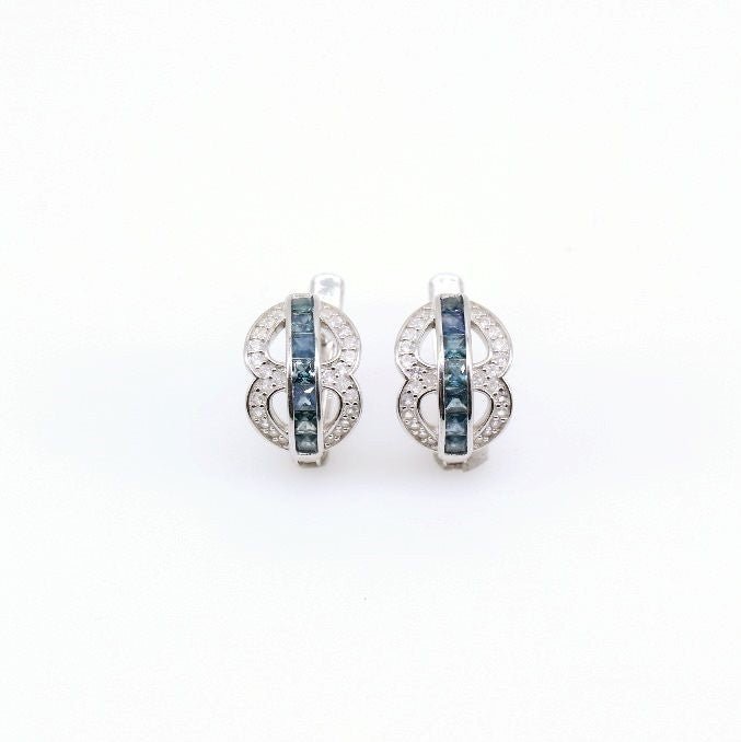 Aros de Zafiro y Zirconia cúbica - Aros