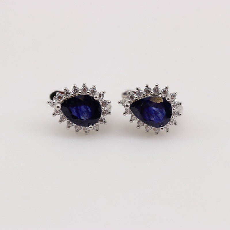 Aros de Zafiro y Zirconia cúbica - Aros