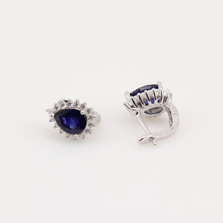 Aros de Zafiro y Zirconia cúbica - Aros
