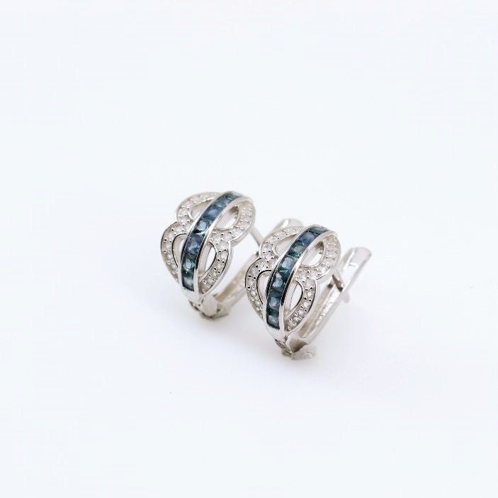 Aros de Zafiro y Zirconia cúbica - Aros