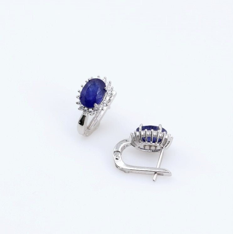 Aros de Zafiro y Zirconia cúbica - Aros