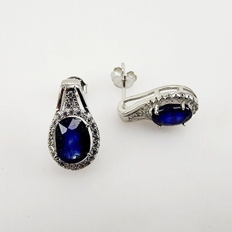Aros de Zafiro y Zirconia Cúbica - Aros