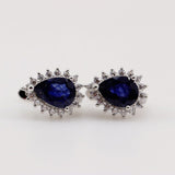 Aros de Zafiro y Zirconia cúbica - Aros