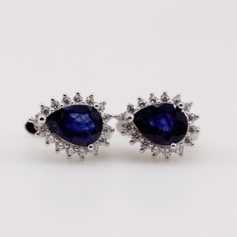 Aros de Zafiro y Zirconia cúbica - Aros