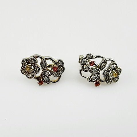 Aros de Zafiros de colores y cubic zirconia - Aros