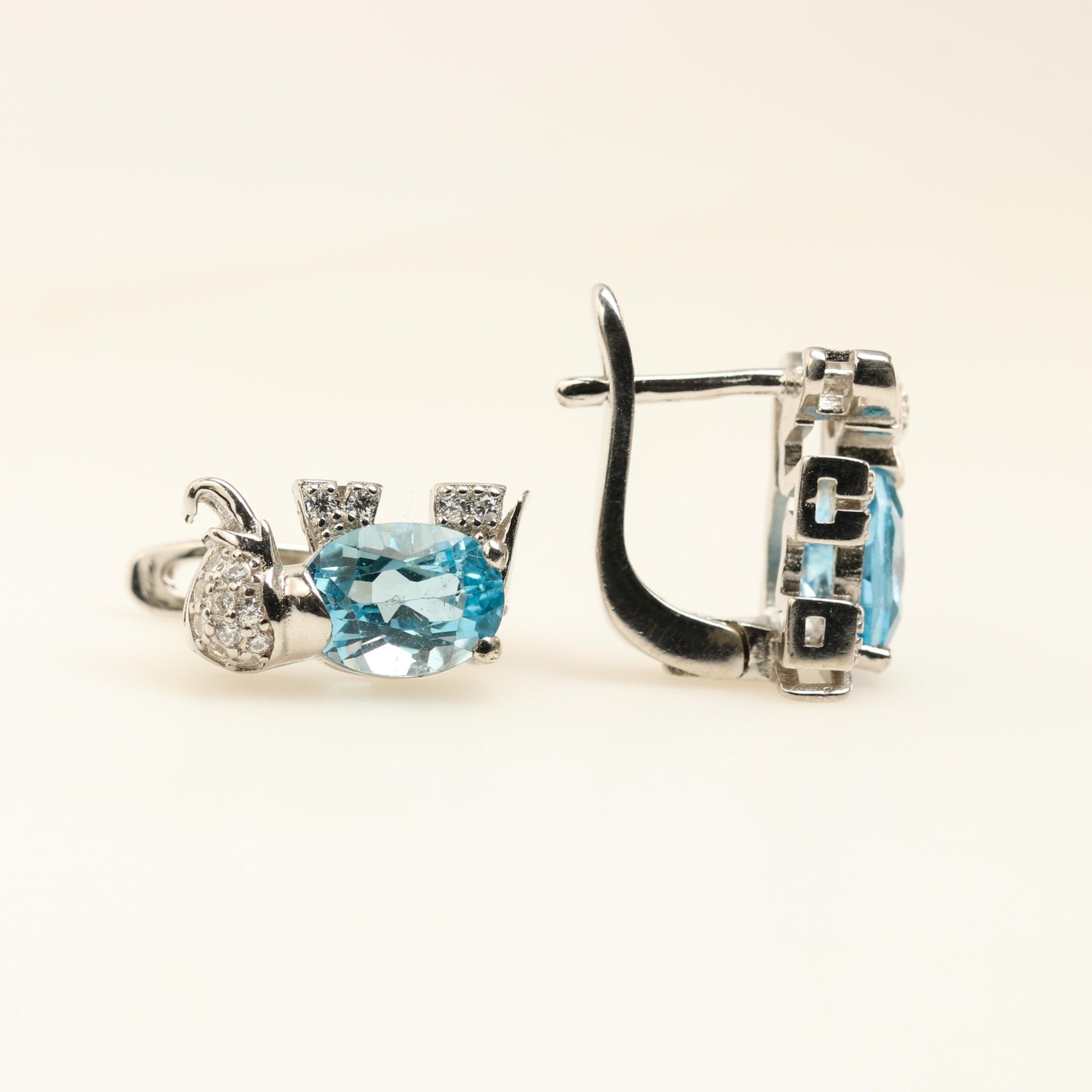 Aros de zircón azul y cubic zirconia - Aros