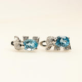 Aros de zircón azul y cubic zirconia - Aros