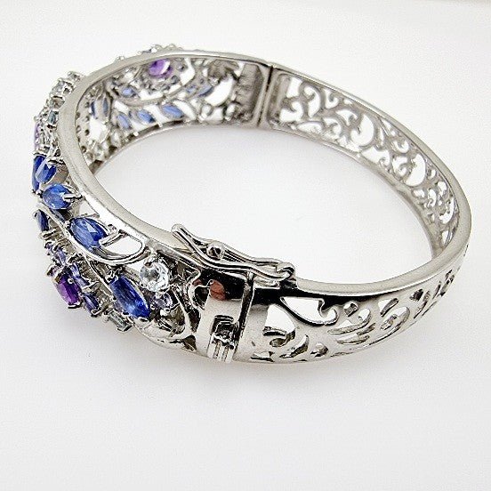 Brazalete de Amatista, Cianita, Tanzanita, aguamarina y cubic zirconia - Pulseras
