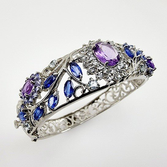 Brazalete de Amatista, Cianita, Tanzanita, aguamarina y cubic zirconia - Pulseras