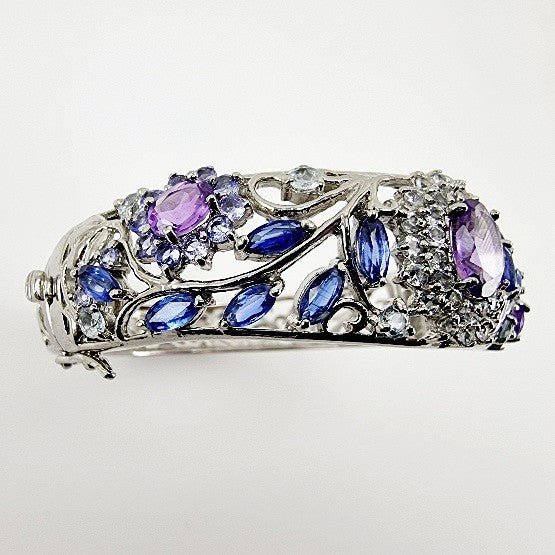 Brazalete de Amatista, Cianita, Tanzanita, aguamarina y cubic zirconia - Pulseras
