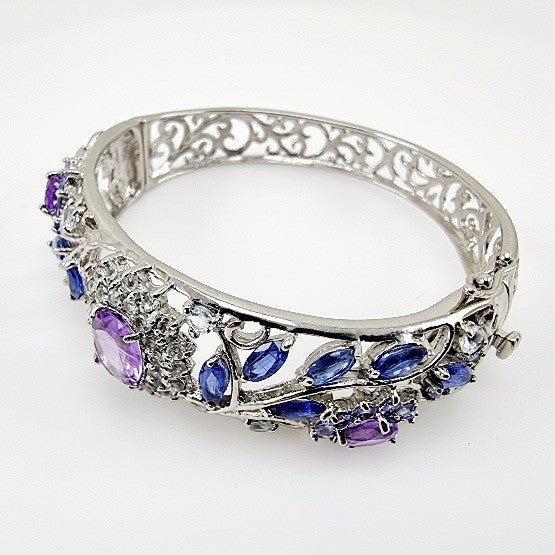 Brazalete de Amatista, Cianita, Tanzanita, aguamarina y cubic zirconia - Pulseras