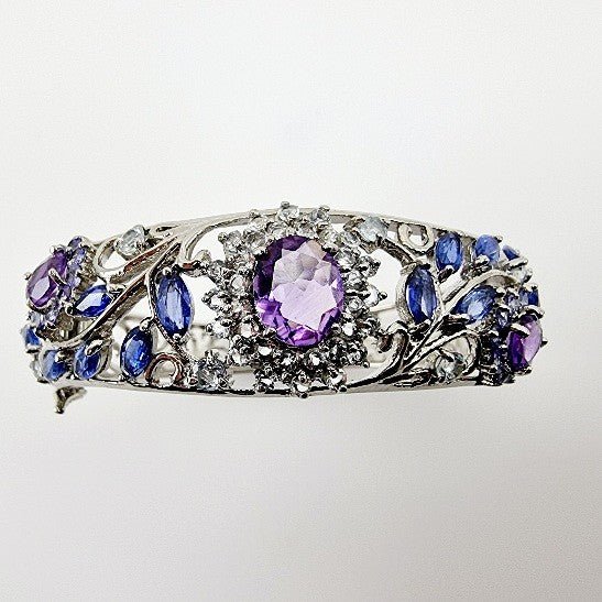 Brazalete de Amatista, Cianita, Tanzanita, aguamarina y cubic zirconia - Pulseras