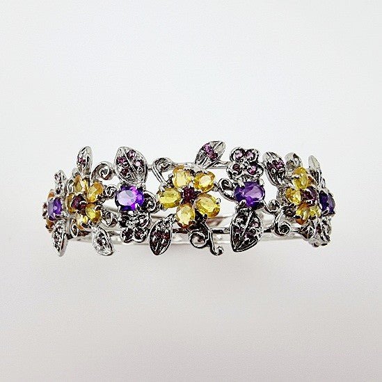 Brazalete de Amatista, Citrino y Granate Rodolita - Pulseras
