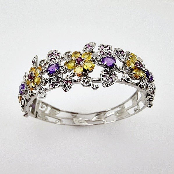 Brazalete de Amatista, Citrino y Granate Rodolita - Pulseras