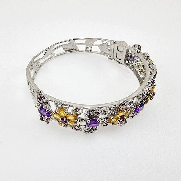 Brazalete de Amatista, Citrino y Granate Rodolita - Pulseras