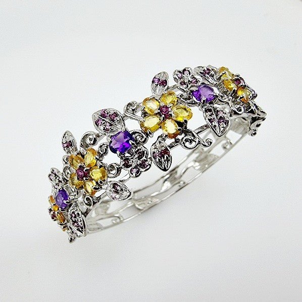 Brazalete de Amatista, Citrino y Granate Rodolita - Pulseras