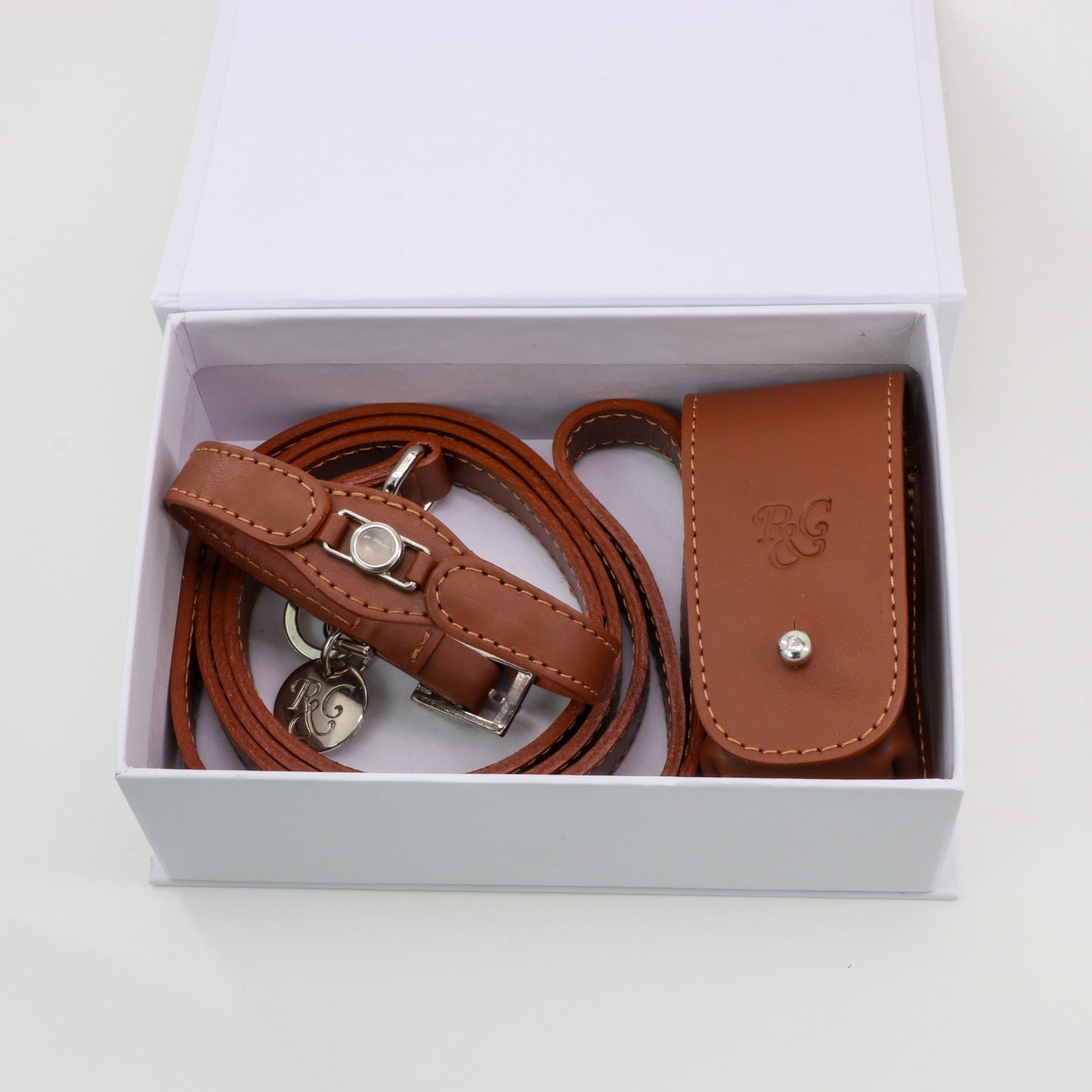 CONJUNTO PARA MASCOTAS DE COLLAR CUARZO ROSA, CORREA Y ESTUCHE PORTA BOLSAS – MEDIDA S - Accesorios para mascotas