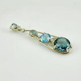 Dije Aguamarina, Topacio Azul, Cuarzo Aqua Aura y zircón natural - Dijes