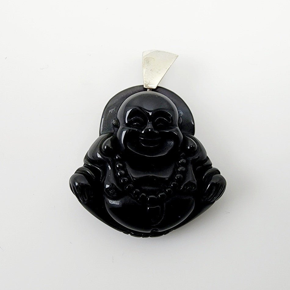 Dije Buda tallado en Obsidiana Arco Iris - Dijes