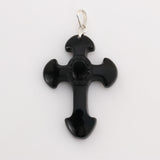 Dije Cruz tallada en Obsidiana Negra - Dijes