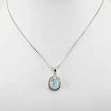 Dije de Aguamarina y cubic zirconia con cadena 45 cm - Dijes