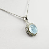 Dije de Aguamarina y cubic zirconia con cadena 45 cm - Dijes