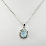 Dije de Aguamarina y cubic zirconia con cadena 45 cm - Dijes