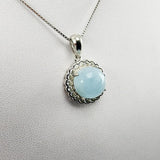 Dije de Aguamarina y cubic zirconia con cadena - Dijes