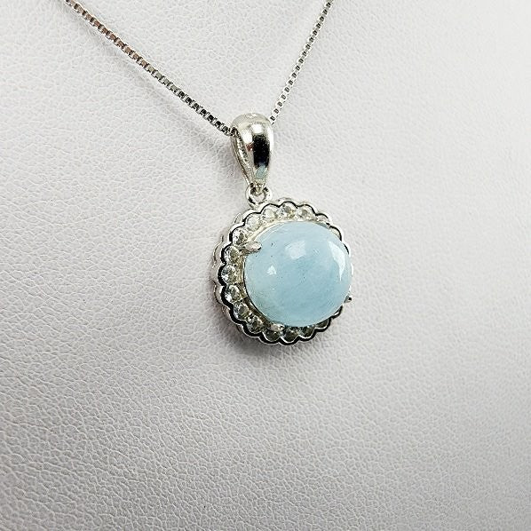 Dije de Aguamarina y cubic zirconia con cadena - Dijes