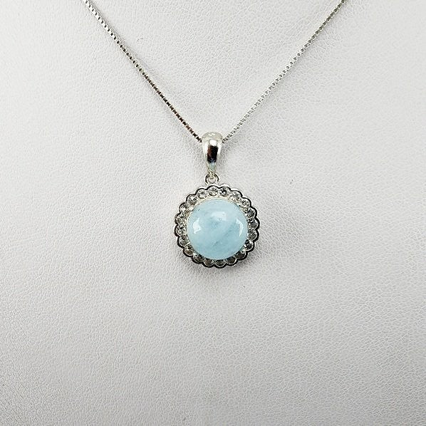 Dije de Aguamarina y cubic zirconia con cadena - Dijes