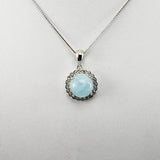 Dije de Aguamarina y cubic zirconia con cadena - Dijes