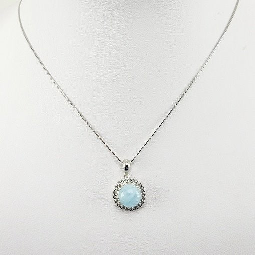 Dije de Aguamarina y cubic zirconia con cadena - Dijes