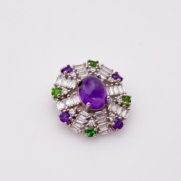 Dije de amatista, tsavorita y cubic zirconia - Dijes