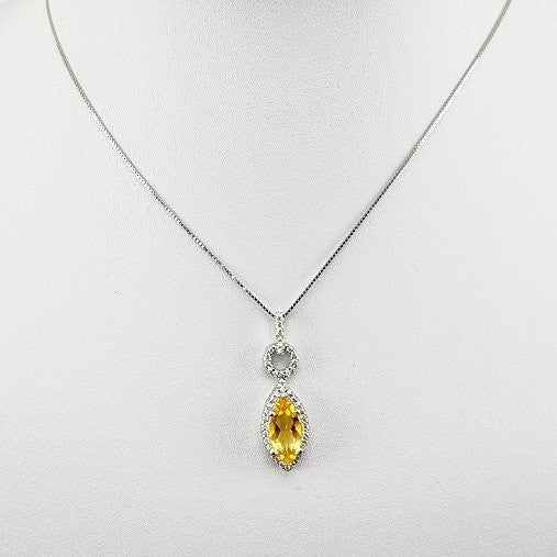 Dije de citrino y cubic zirconia con cadena 45 cm - Dijes