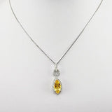 Dije de citrino y cubic zirconia con cadena 45 cm - Dijes