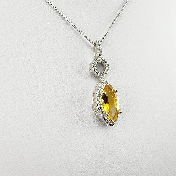 Dije de citrino y cubic zirconia con cadena 45 cm - Dijes