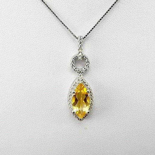 Dije de citrino y cubic zirconia con cadena 45 cm - Dijes