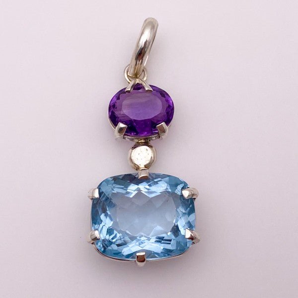 Dije de Cuarzo Aqua Aura y Amatista - Dijes
