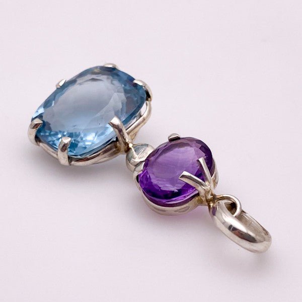 Dije de Cuarzo Aqua Aura y Amatista - Dijes
