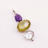 Dije de Cuarzo Cristal, Cuarzo Green Gold y Amatista - Dijes